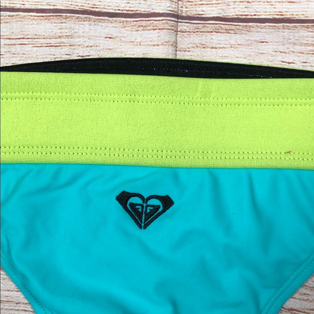 NWOT Roxy Neon Lime and Aqua Neoprene Surf Two-Piece Bikini Set - Picture 9 of 13